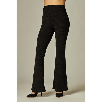 NAOMI-100 Metallic Simmer Flare Pants in Black