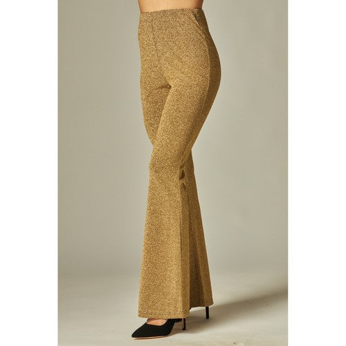 Metallic Simmer Flare Pants in Gold