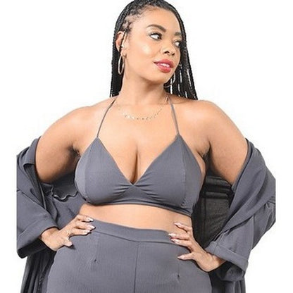 Halter Bralet in Charcoal Grey