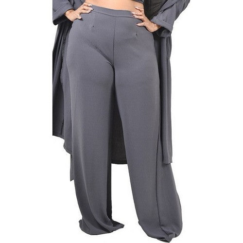 High Waist Palazzo Pants in Charcoal Grey