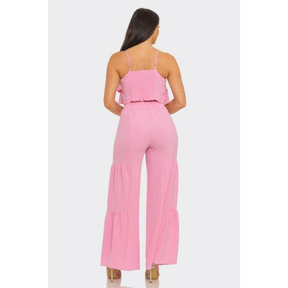 Tiered Palazzo Pant Set in Pink