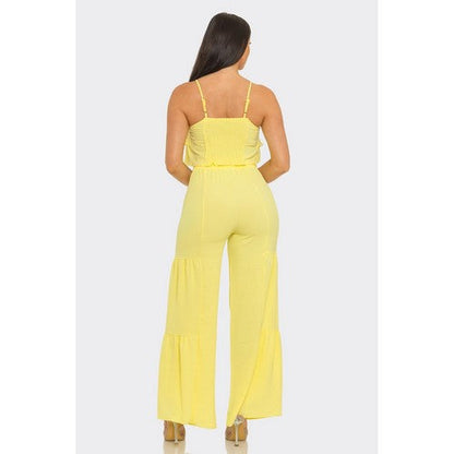 Tiered Palazzo Pant Set in Yellow
