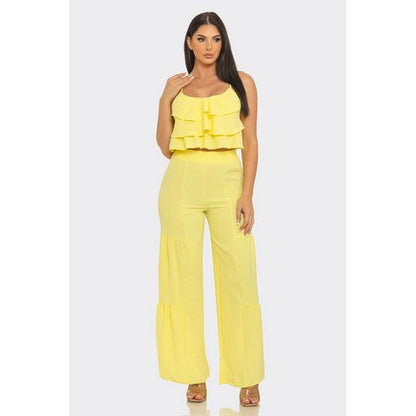 Tiered Palazzo Pant Set in Yellow