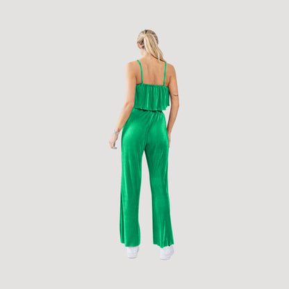 Plissé Cami Crop Top in Kelly Green