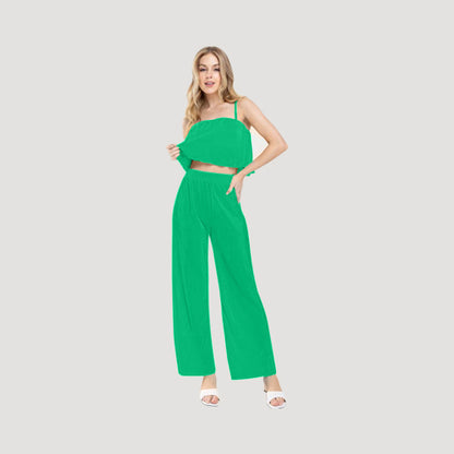 Plissé Cami Crop Top in Kelly Green