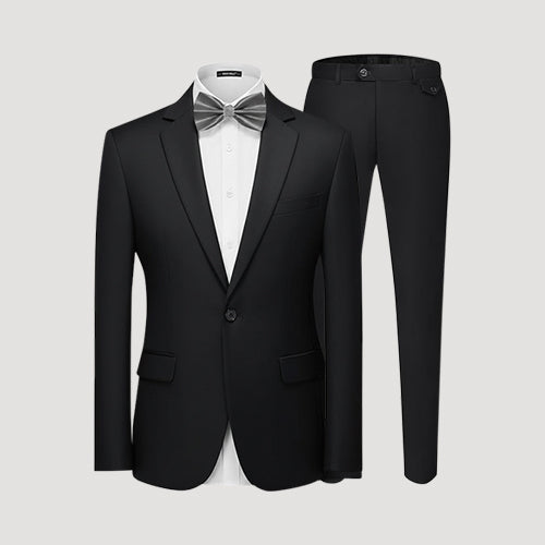Slim Fit 1-Button Tuxedo Pant Suit in Brilliant Black
