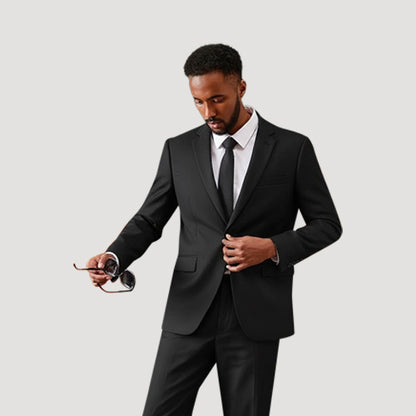 Slim Fit 1-Button Tuxedo Pant Suit in Brilliant Black