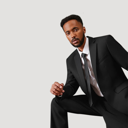 Slim Fit 1-Button Tuxedo Pant Suit in Brilliant Black