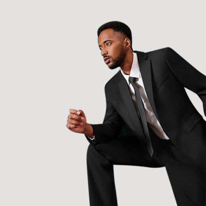 Slim Fit 1-Button Tuxedo Pant Suit in Brilliant Black