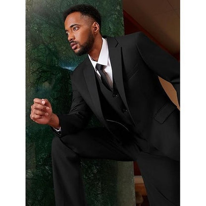 Slim Fit 1-Button Tuxedo Pant Suit in Brilliant Black