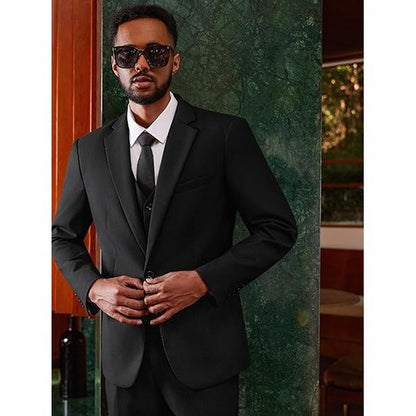 Slim Fit 1-Button Tuxedo Pant Suit in Brilliant Black