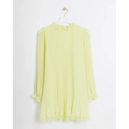 River Island Accordian Pleat Shift Dress in Yelllow