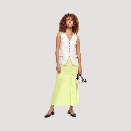 River Island Accordian Pleat Midi Skirt in Yelllow