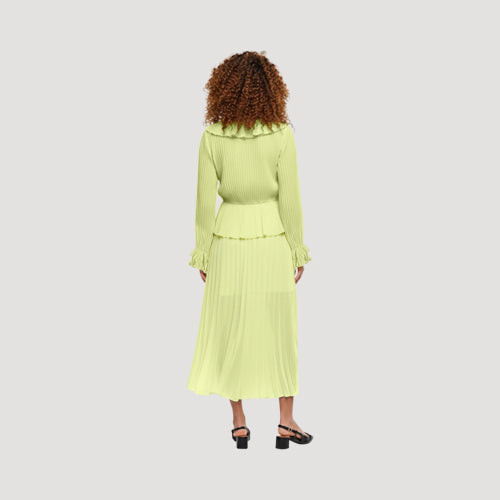 River Island Accordian Pleat Midi Skirt in Yelllow