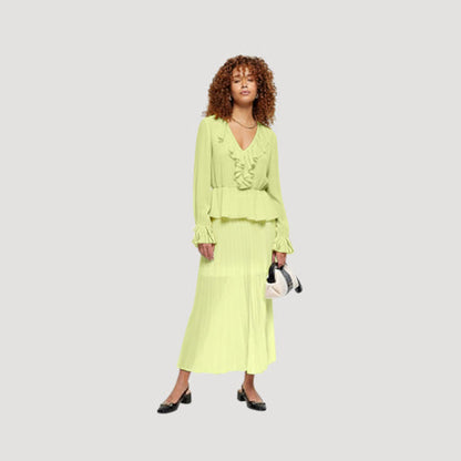 River Island Accordian Pleat Midi Skirt in Yelllow