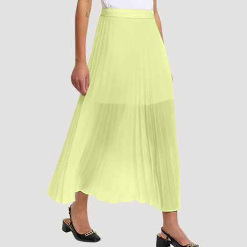 135137953 River Island Accordian Pleat Midi Skirt in Yelllow 