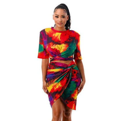 Wrap Front Skirt in Red Tie Dye [NOT SOLD INDIVIDUALLY]