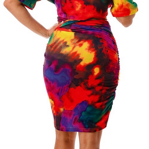 Wrap Front Skirt in Red Tie Dye [NOT SOLD INDIVIDUALLY]