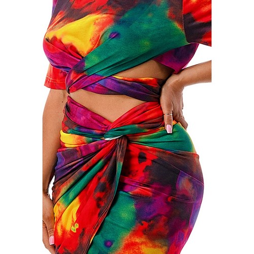 Wrap Front Skirt in Red Tie Dye [NOT SOLD INDIVIDUALLY]
