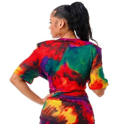 Shoulder Pad Wrap Tee in Red Tie Dye [NOT SOLD INDIVIDUALLY]