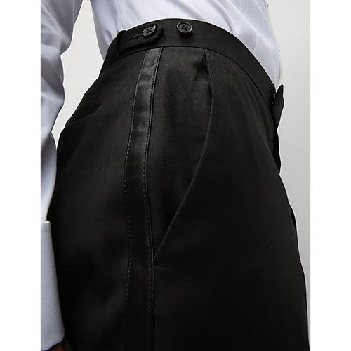 Satin Side Seam Tuxedo Pants in Black