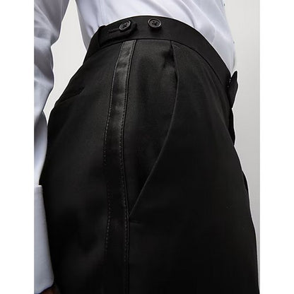 Satin Side Seam Tuxedo Pants in Black