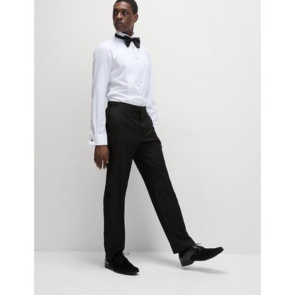Satin Side Seam Tuxedo Pants in Black