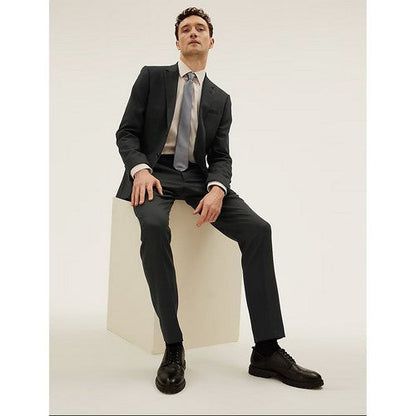 Marks & Spencer Slim Fit Wool Blend Textured Jacket in Black