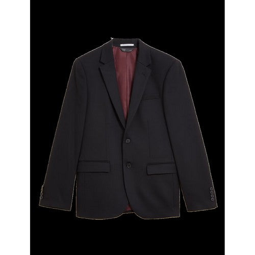 Marks & Spencer Slim Fit Wool Blend Textured Jacket in Black