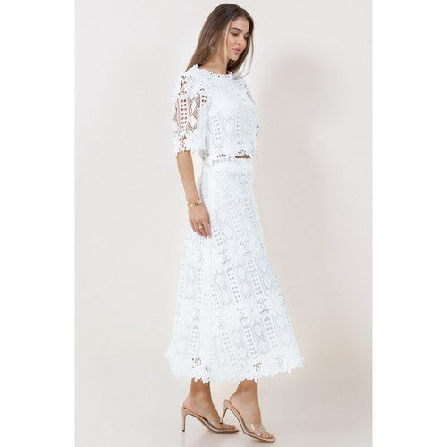 Crochet Skirt Set in White