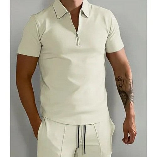 T1025123120 Quarter Zip Polo in Khaki