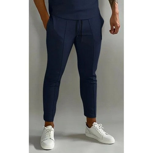T1025123120 Seam Front Slim Fit Dressy Joggers in Navy Blue