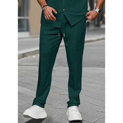 T103D1BD68 Slim Fit Seam Front Waffle Dressy Joggers in Dark Green