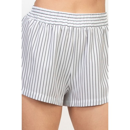 Stripe Elastic Waist Relaxed Short in Black & White [NOT SOLD INDIVIDUALLY]