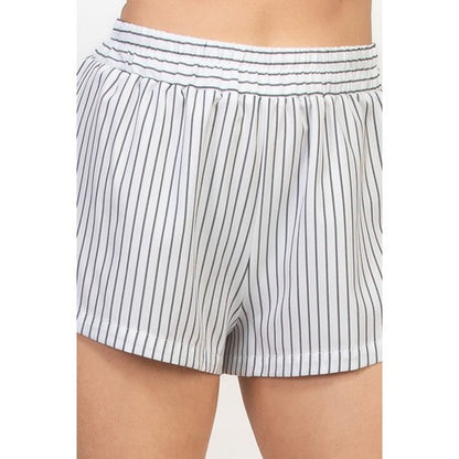 Stripe Elastic Waist Relaxed Short in Black & White [NOT SOLD INDIVIDUALLY]