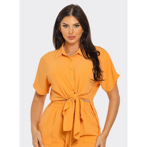 ST4771 Side Slit Shirt in Orange