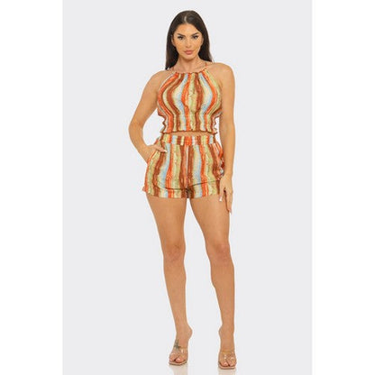 Rustic Print X Back Top in Rust Multi [NOT SOLD INDIVIDUALLY]