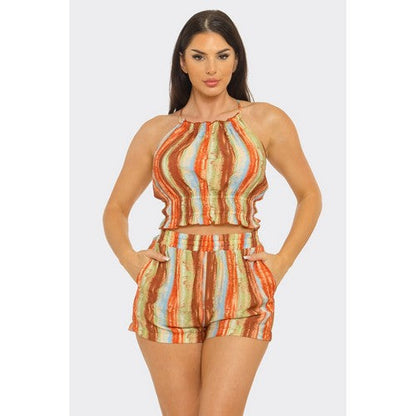 Rustic Print X Back Top in Rust Multi [NOT SOLD INDIVIDUALLY]