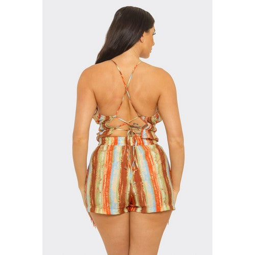Rustic Print Shirring Shorts in Rust Multi [NOT SOLD INDIVIDUALLY]