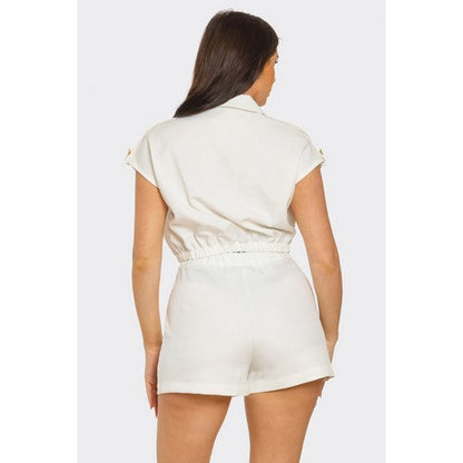 Gold Button Patch Pocket Shorts in White [NOT SOLD INDIVIDUALLY]