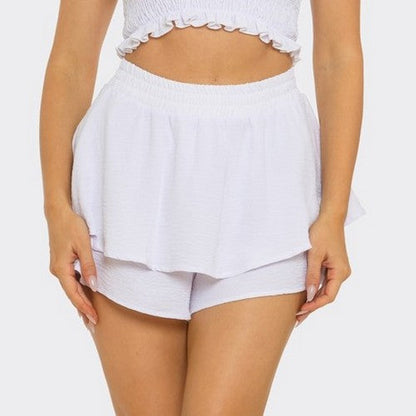 ST5646 Tiered Shorts in White