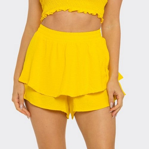 ST5646 Tiered Shorts in Yellow