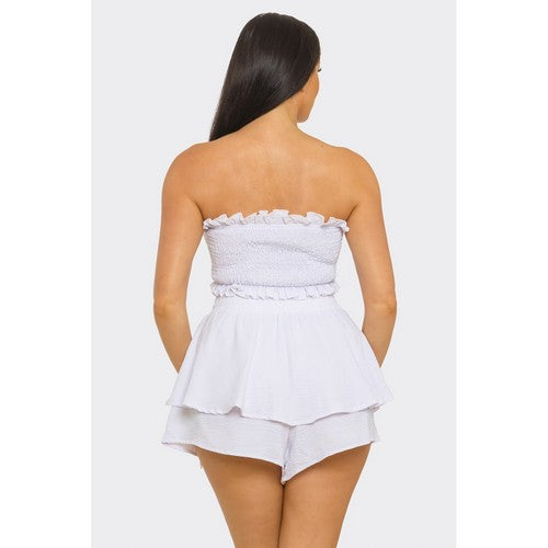 Tiered Shorts in White [NOT SOLD INDIVIDUALLY]