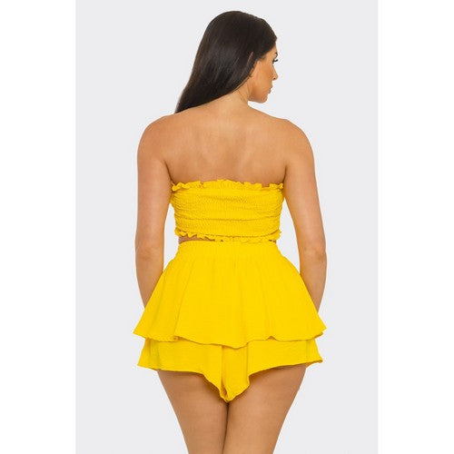 Tiered Shorts in Yellow [NOT SOLD INDIVIDUALLY]