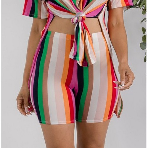 HH651R-STRIPES Printed Biker Shorts in Pink Stripes [NOT SOLD INDIVIDUALLY]