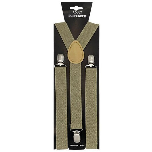 07445 Solid Colour Suspenders in Beige