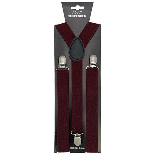 11235 Solid Colour Suspenders in Burgundy