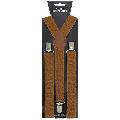 07691 Solid Colour Suspenders in Light Brown
