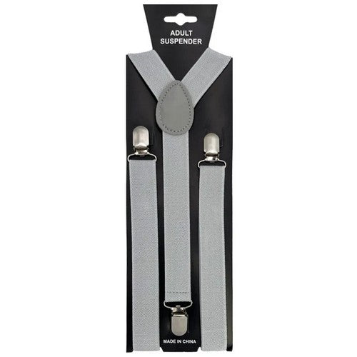 09821 Solid Colour Suspenders in Light Grey