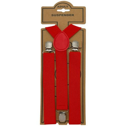 01812 Solid Colour Suspenders in Red